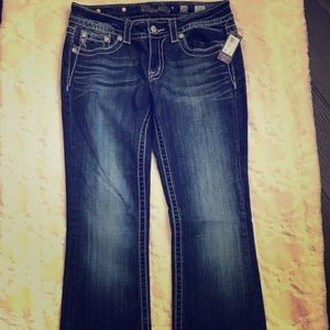 MISS ME contrast stitch jeans